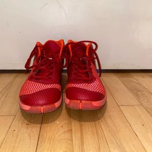 Jordan red and orange basketball shoes